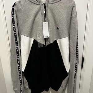 Lacoste Heather Gray Zip-Up Hoodie